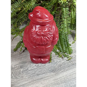 Vintage PackerWare Santa Claus Red Sparkle Plastic Blow Mold Cookie Jar Storage